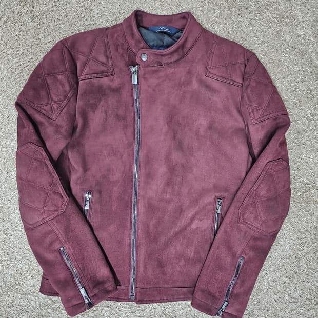 자라맨 ZARA 스웨이드 라이더 자켓 버건디