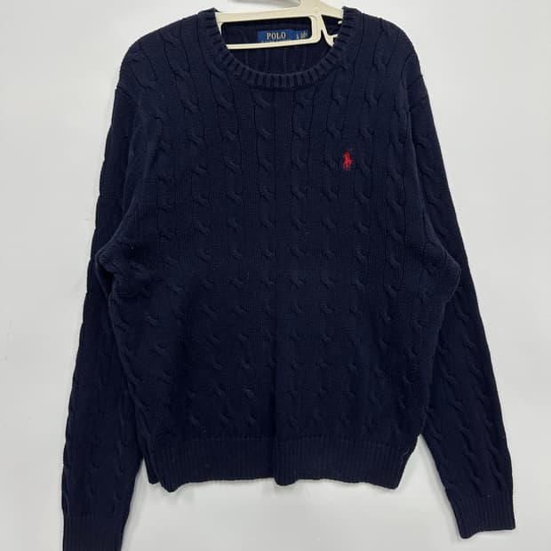 폴로 꽈배기 네이비 니트 