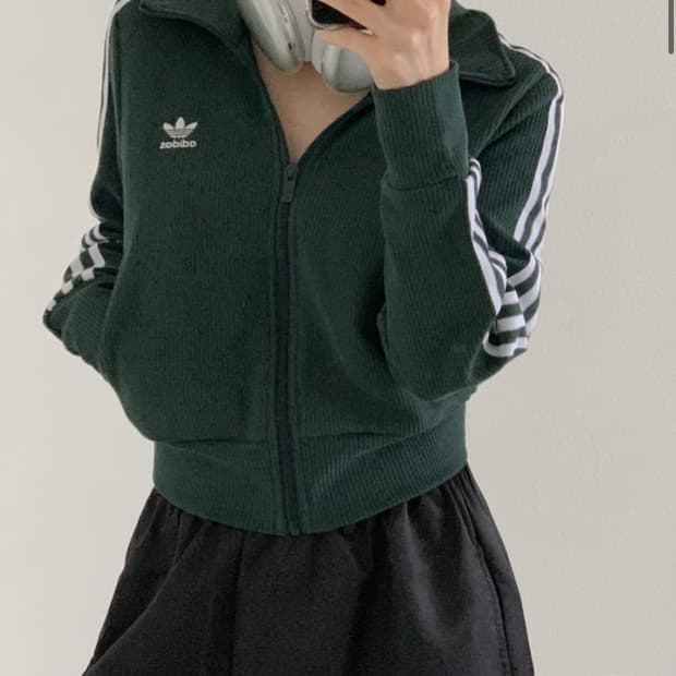 아디다스 니트 집업 (골지) 그린 s