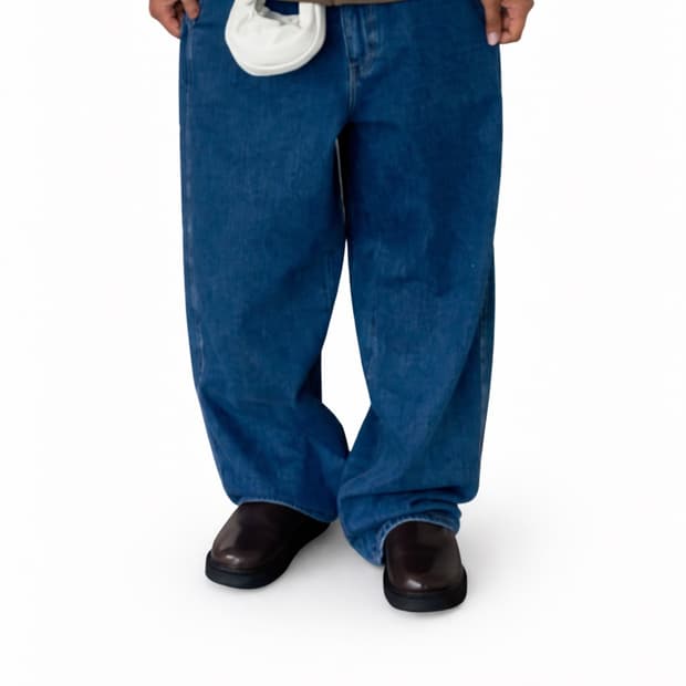 유니클로 와이드 테이퍼드 진 [중청]