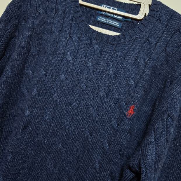 폴로랄프로렌 남성 실크,캐시미어 케이블 니트