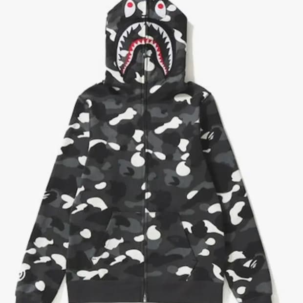 베이프 샤크후드 흑계 하얀카모 M