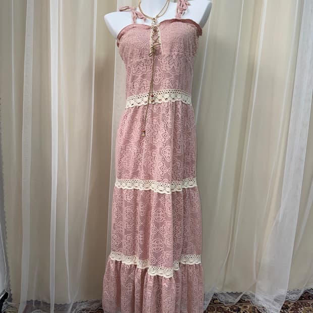 LACE DRESS 핑크 레이스 캉캉 원피스