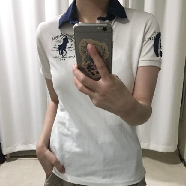 폴로 랄프로렌 화이트 네이비 카라 치프키프 빅포니 PK 카라 반팔 티