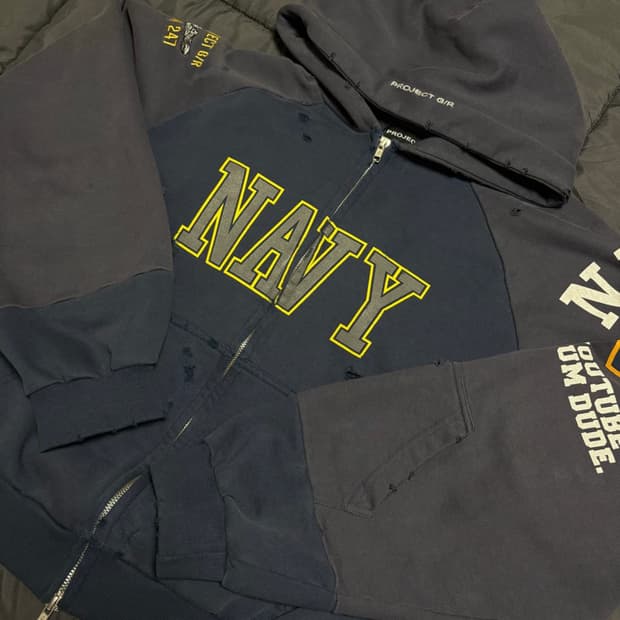 프로젝트gr 리컨스트럭티드 네이비 후드집업