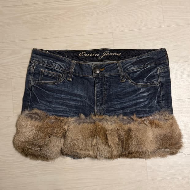 대장 희귀 와이즈걸 빈티지 커스텀 퍼 스커트 팬츠 치마바지 숏츠 숏팬