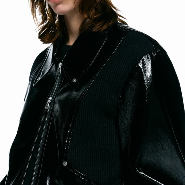 인사일런스 패널드 비건 레더 점퍼 BLACK