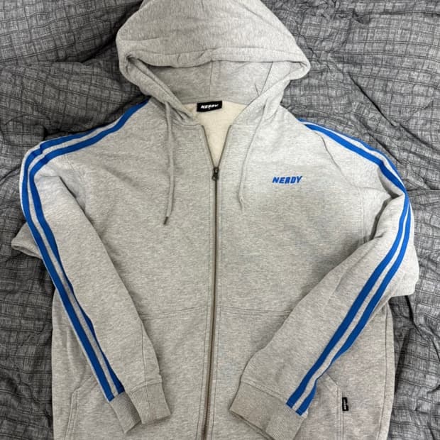 nerdy널디 그레이 트레이닝 후드 집업