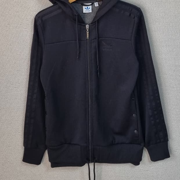 XS (85) 아디다스 빈티지 블랙 후드 트랙탑 져지