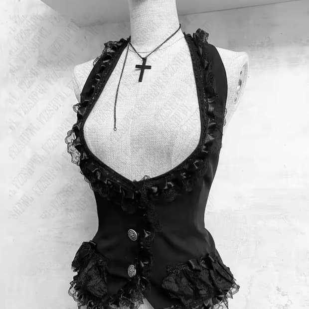 블랙 레이스 고딕 고스로리 베스트 탑