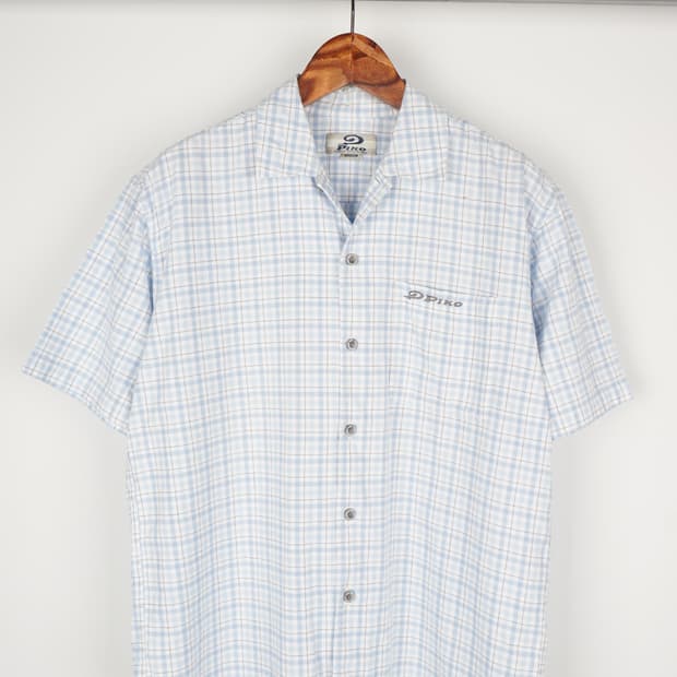  00's PIKO plaid open collar shirt