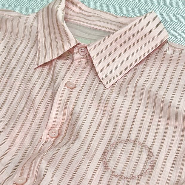 비바셔스 여리여리 루즈핏 시스루 핑크셔츠