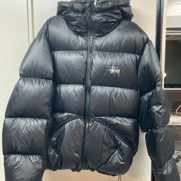 스투시 다운파카 마이크로 립스탑 팬텀 블랙
