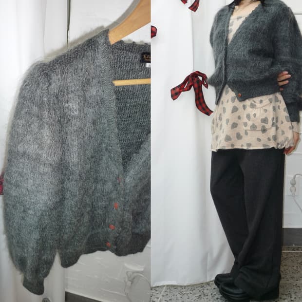 mist puff knit cardigan