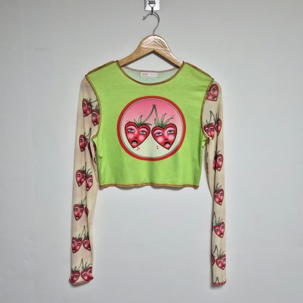 일본빈티지 키치 프린팅 Y2k 티셔츠 M 사이즈 - T14