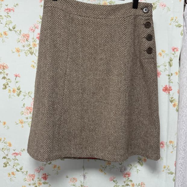 포 버튼 울 니트 스커트