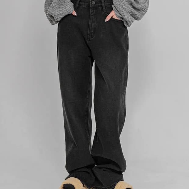 판도라핏 와이드 에보니 데님 M 흑청