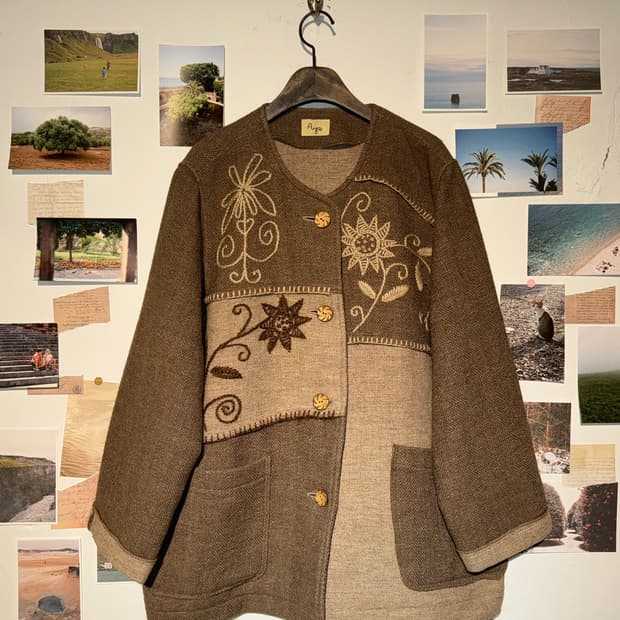 자수 울 패치 자켓