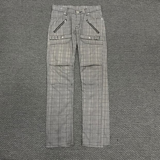 리 슬림핏 체크 팬츠 v0237