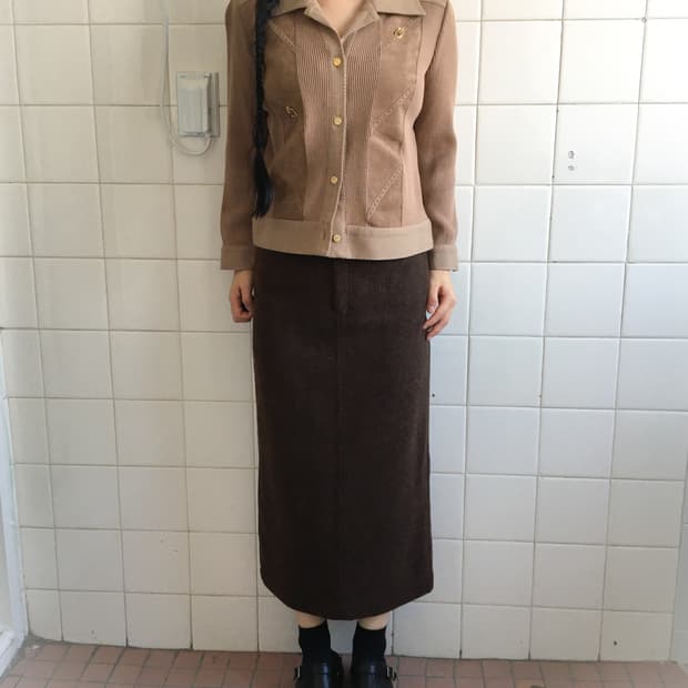 Suede layered ribbed knit zip up