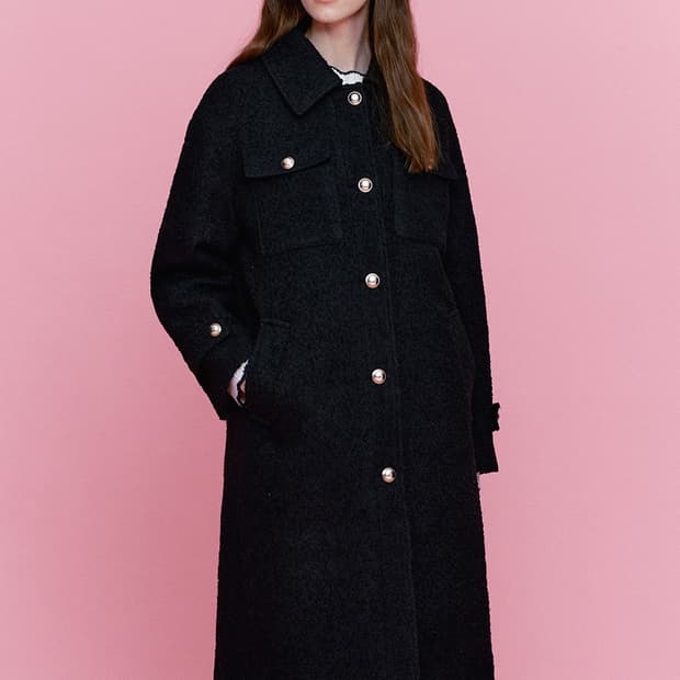 비뮤즈맨션 싱글 브레스티드 트위드 코트 36