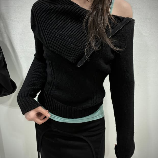 셀린느 릭오웬스맛 사선 드레이프 반집업