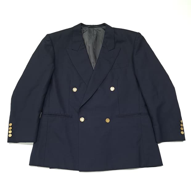 CL083 M 90s 크리스찬 디올 MONSIEUR 네이비 금장 더블 