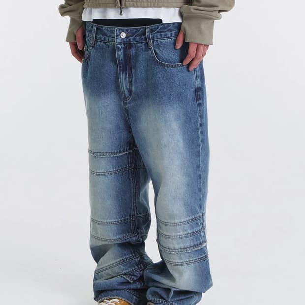 기철 Bind Raw Cut Straight Denim Pants