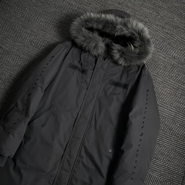 NBA 디테일 로고 그레이 라쿤 퍼 롱 야상 점퍼 y 4040