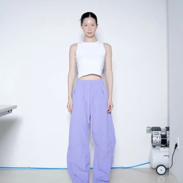 온리스웻팬츠 나일론 와이드 카고 팬츠