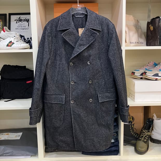 루이지 보렐리 그레이 헤링본 더블 브레스티드 코트 48