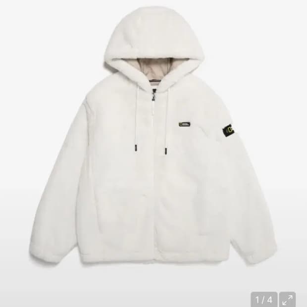 내셔널지오그래픽 페이크퍼 후드 화이트 N234UFJ100