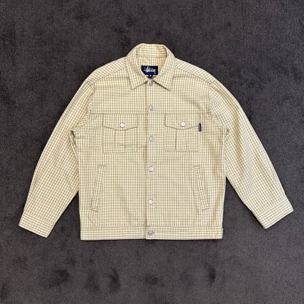 90,s올드 스투시 체크 트러커자켓 S