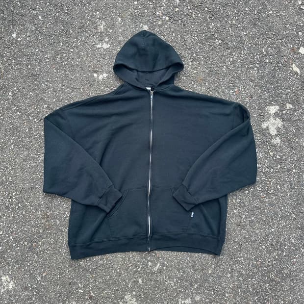 빈티지 00s 러셀 후드 집업 블랙  