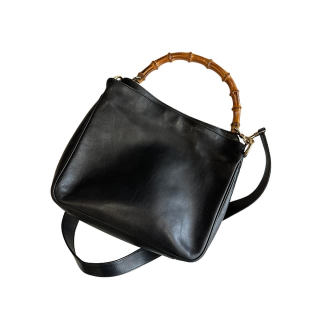 GUCCI leather bamboo bag