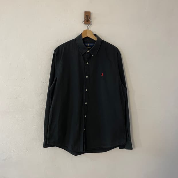 폴로 클래식핏 코튼 블랙 셔츠 