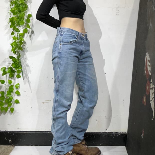 90s 랭글러 오리지널 와이드 연청 데님 청바지 