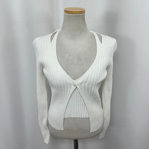 자라 여자 스판 긴팔 니트티 화이트 M