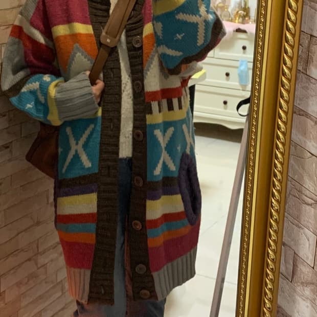 런던 빈티지샵 그라듀에잇 패션위크 레트로 패션 루즈핏 가디건