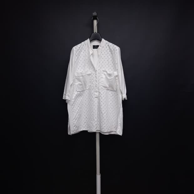 랑방 춘하추 펀칭아일렛 7부 블라우스 44-66