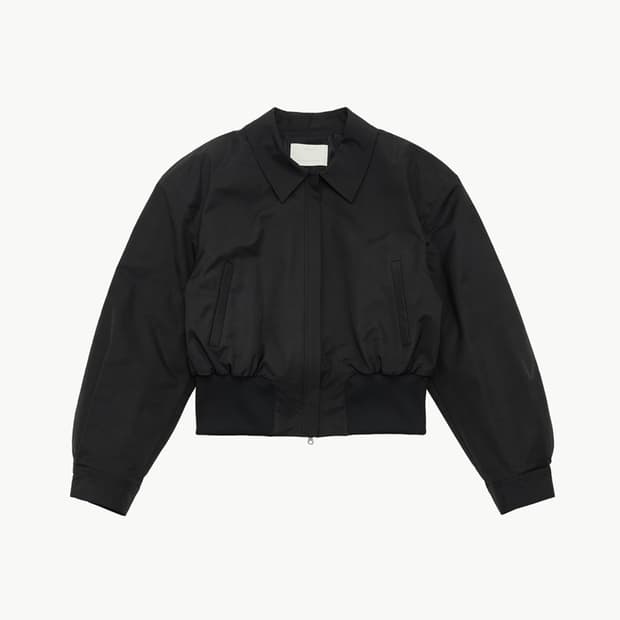 나일론 패디드 크롭 점퍼