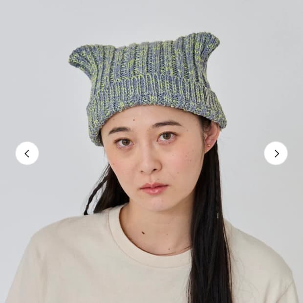 오버라이드 니트 믹스 고양이 비니 그레이