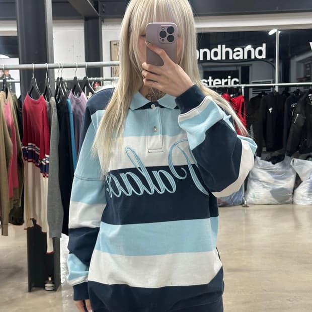 팔라스 클래식 스트라이프 카라 긴팔티