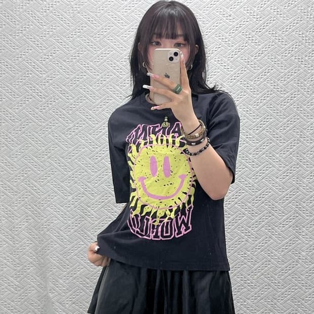 가니 빈티지 스트릿 키치 스마일리 반팔티 90 C11292