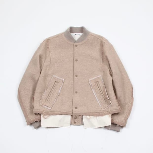 [S,100]미도리카와 컷 오프 울 바시티 자켓