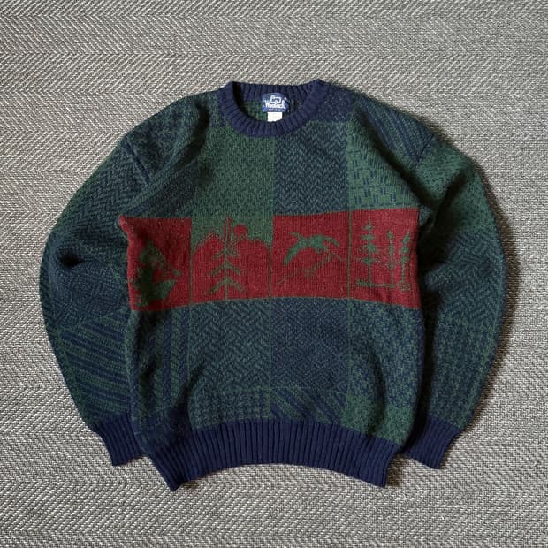 90s 울리치 내추럴 패턴 빈티지 스웨터 (100-105)