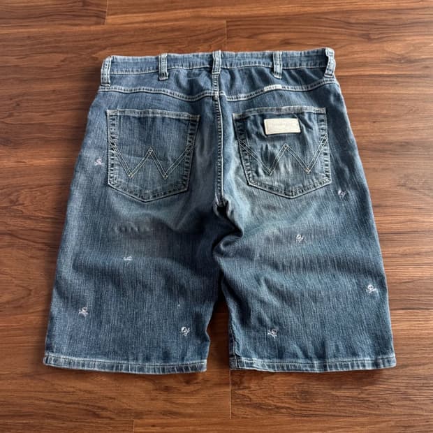 [34]Wrangler 랭글러 스컬 도트 패턴 데님 쇼츠