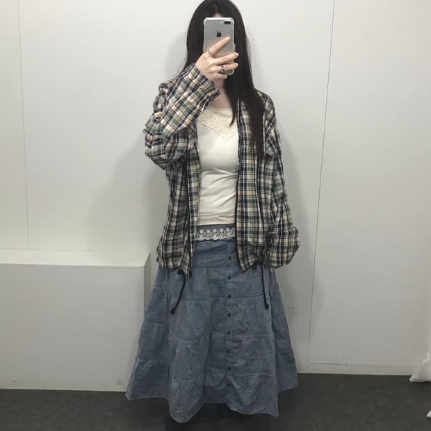 ♫ 빈티지 체크 후디 코디 🌳 (4p)