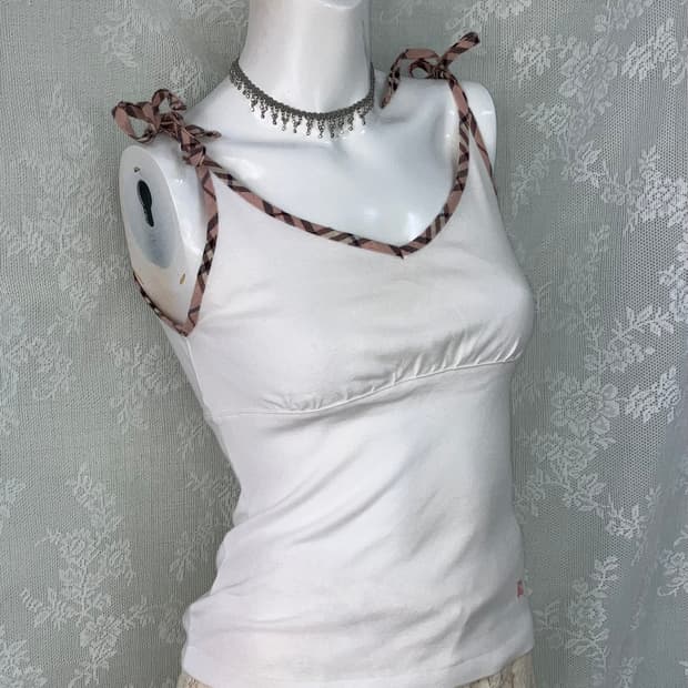 버버리 딸기 우유 핑크 리본 나시 1082 일본빈티지  국내유일매물