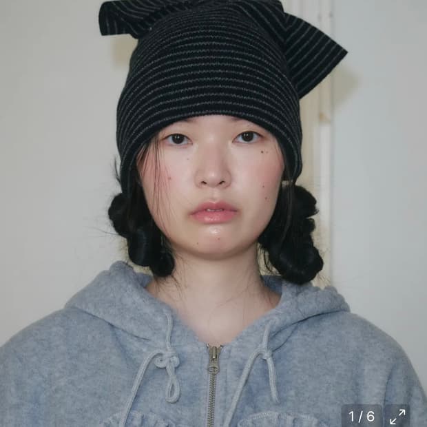 펀프롬펀 블랙 스트라이프 비니